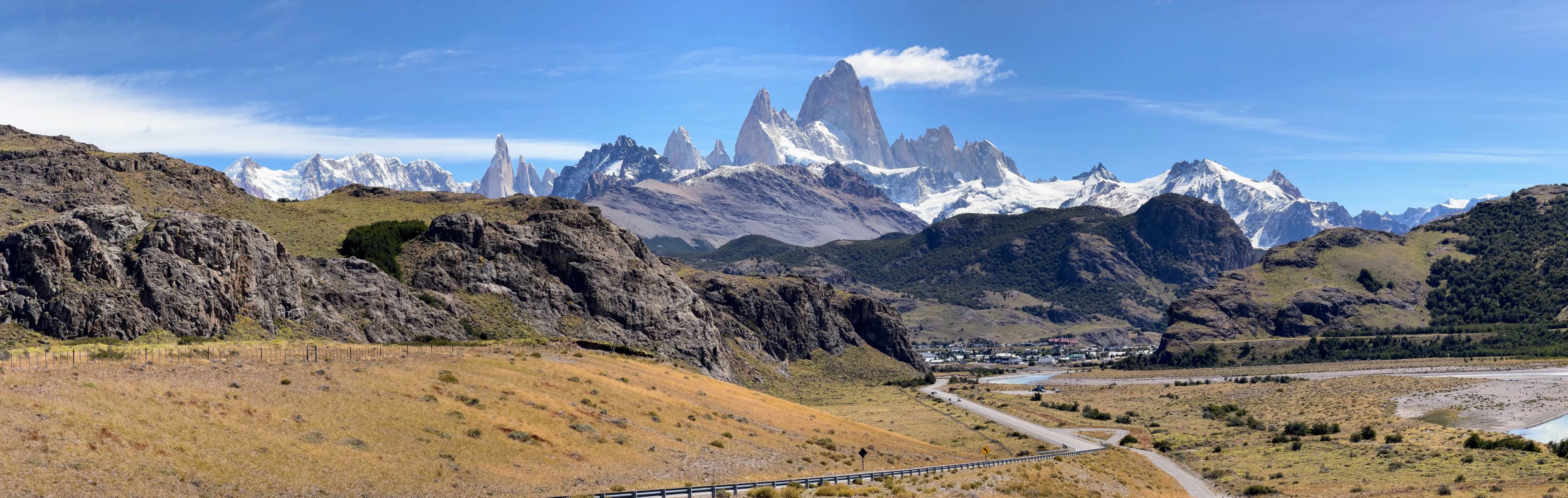 The Fitz Roy range above the road into El Chaltén, Argentina